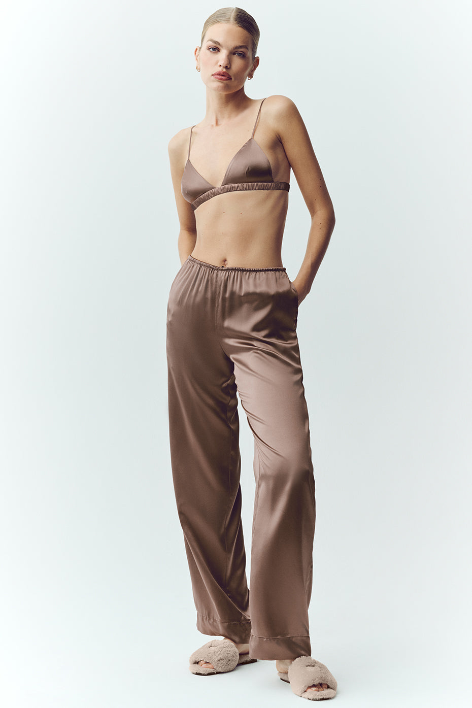 Pantalon En Soie Luminous (classique) - Alpine Cocoa