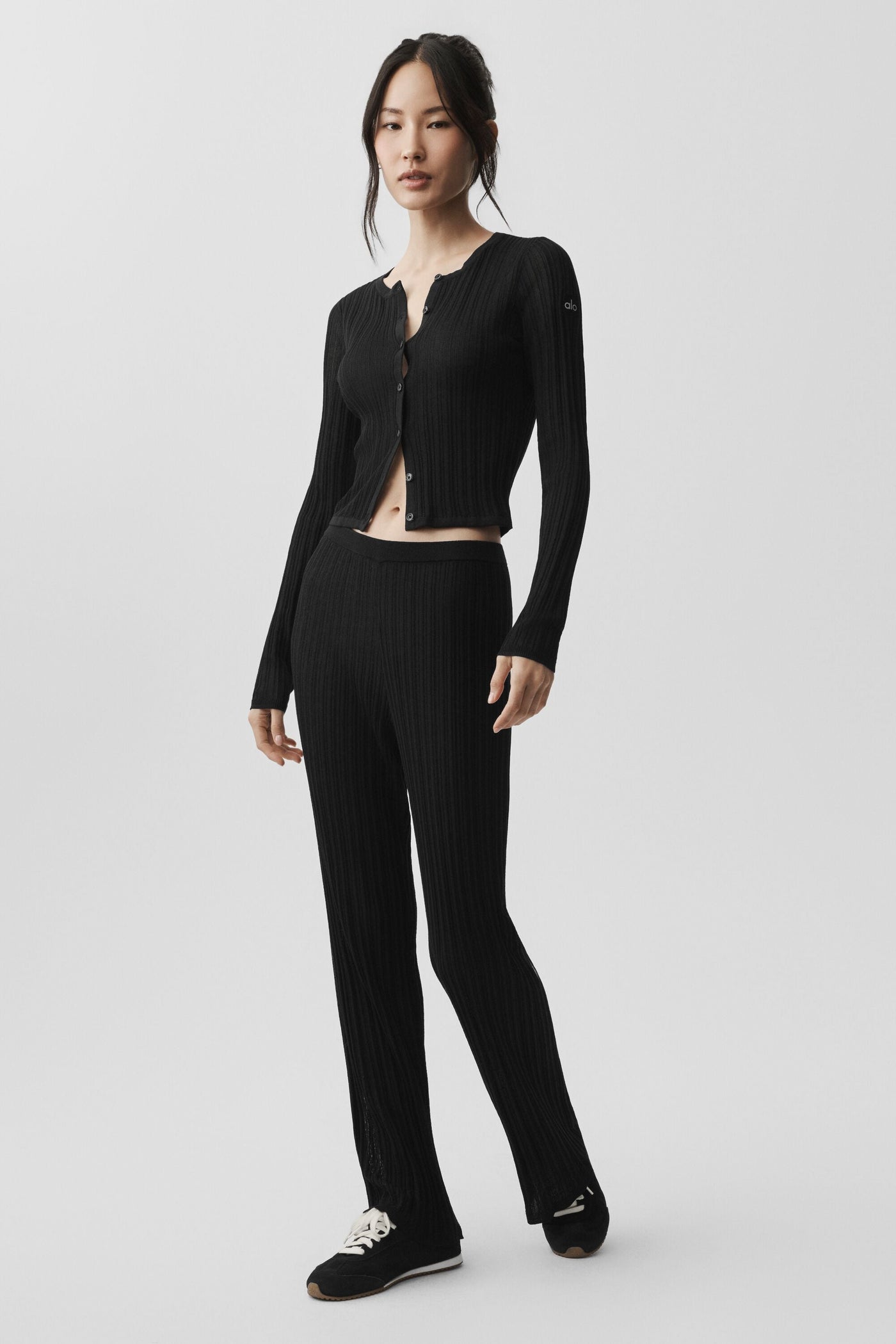 Pantalon Taille Haute Coupe Droite Sunlit Sweater - Noir
