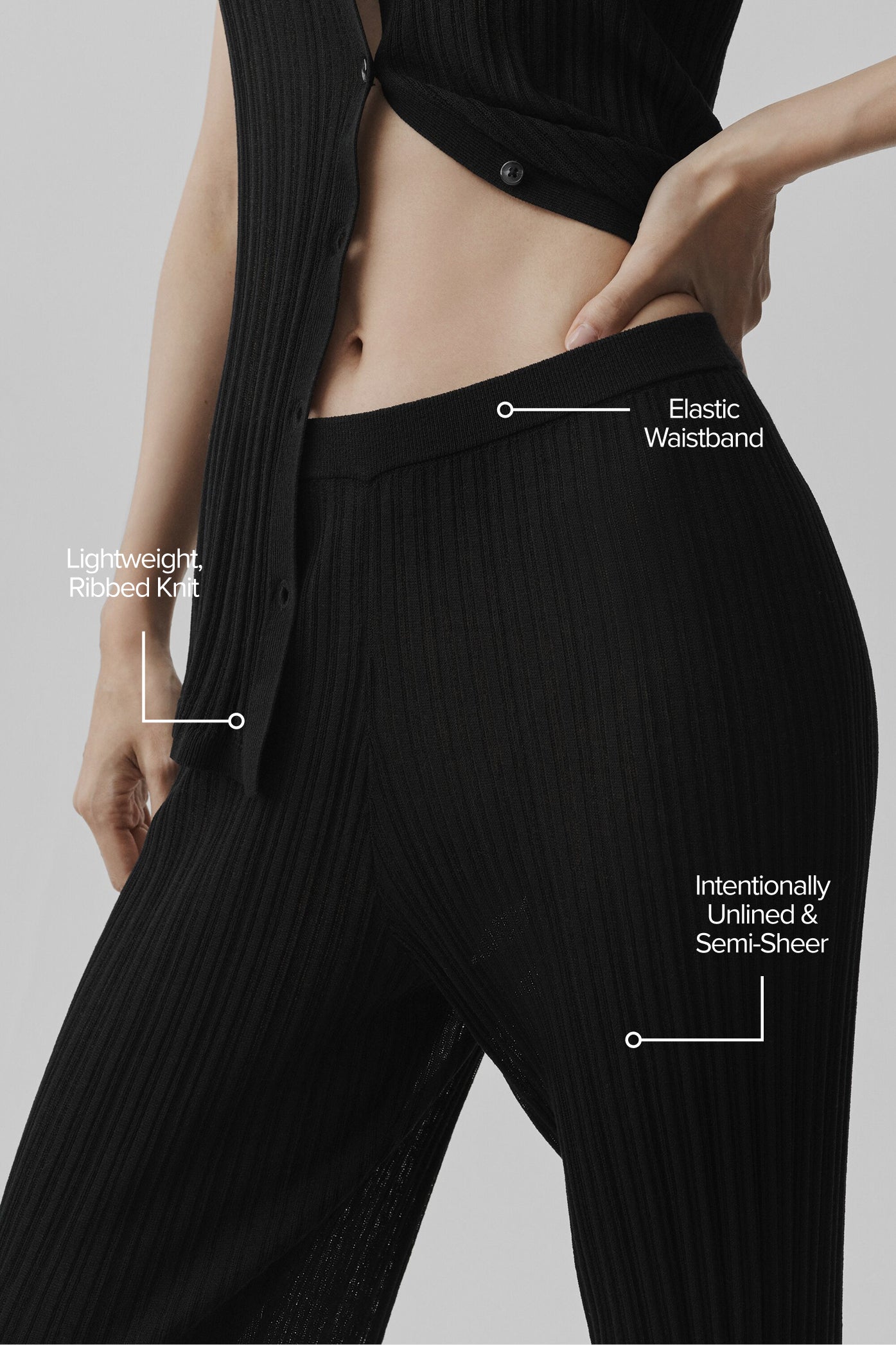 Pantalon Taille Haute Coupe Droite Sunlit Sweater - Noir