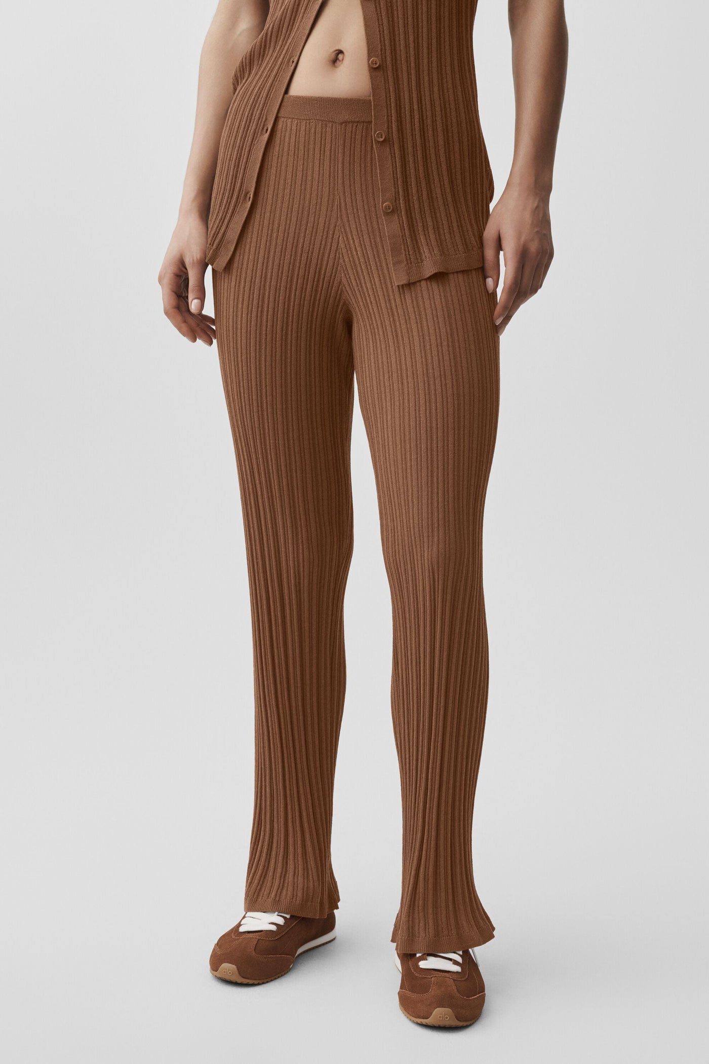 Pantalon Taille Haute Coupe Droite Sunlit Sweater - Sun Kissed Brown