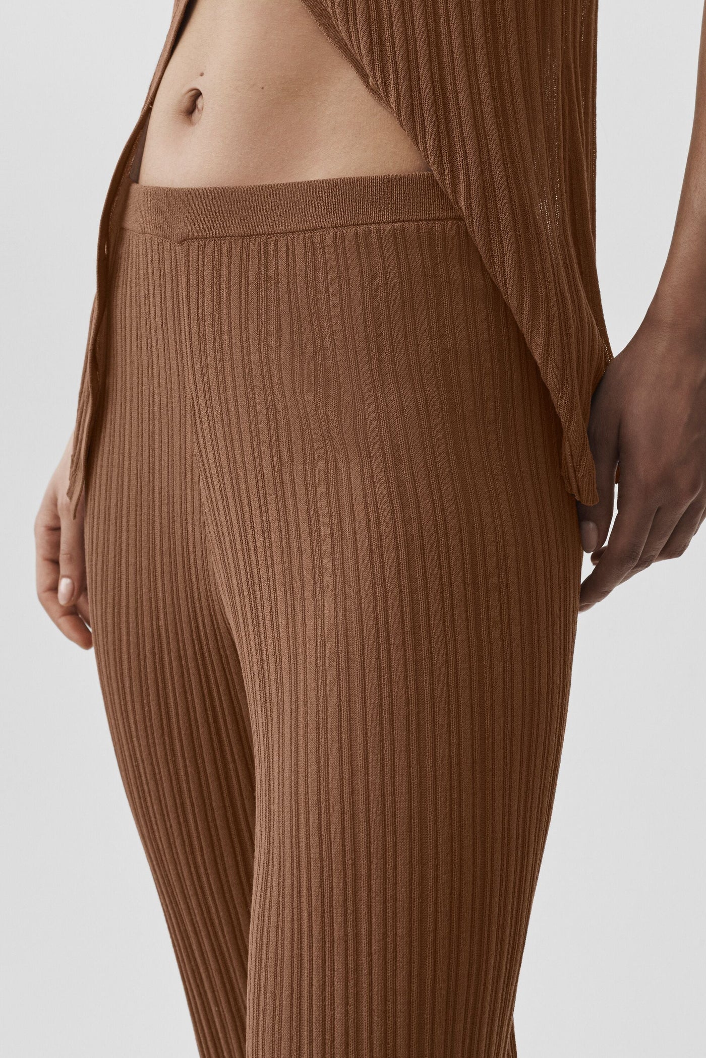 Pantalon Taille Haute Coupe Droite Sunlit Sweater - Sun Kissed Brown