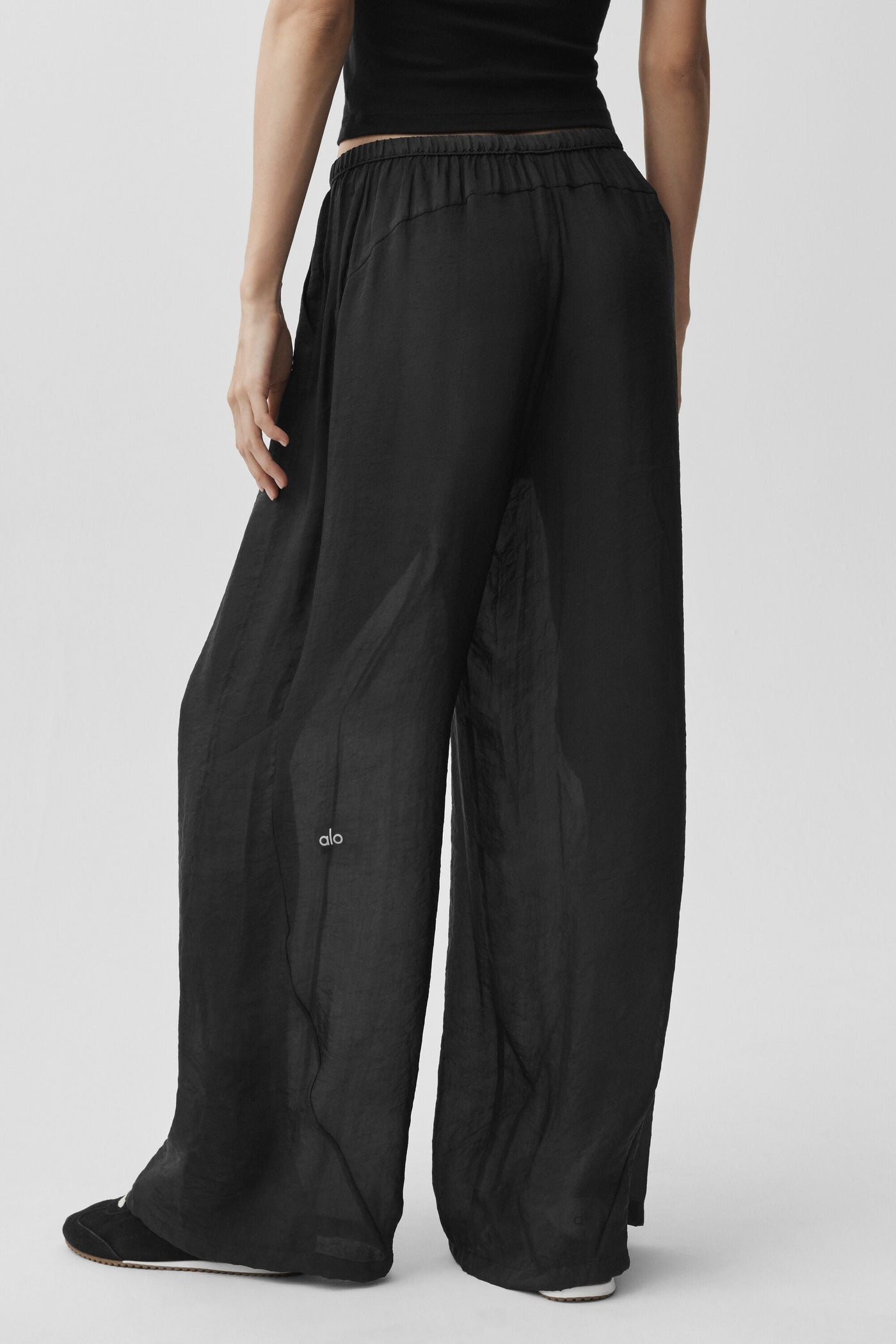 Pantalon Taille Haute Coupe Droite Semi-Transparent Golden Hour - Noir