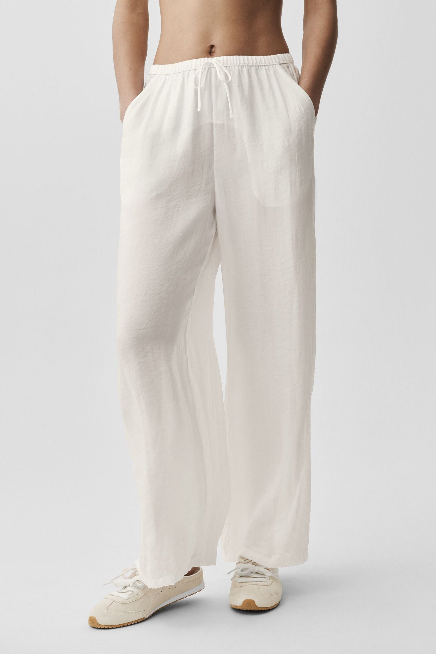 Pantalon Taille Haute Coupe Droite Semi-Transparent Golden Hour - Ivory