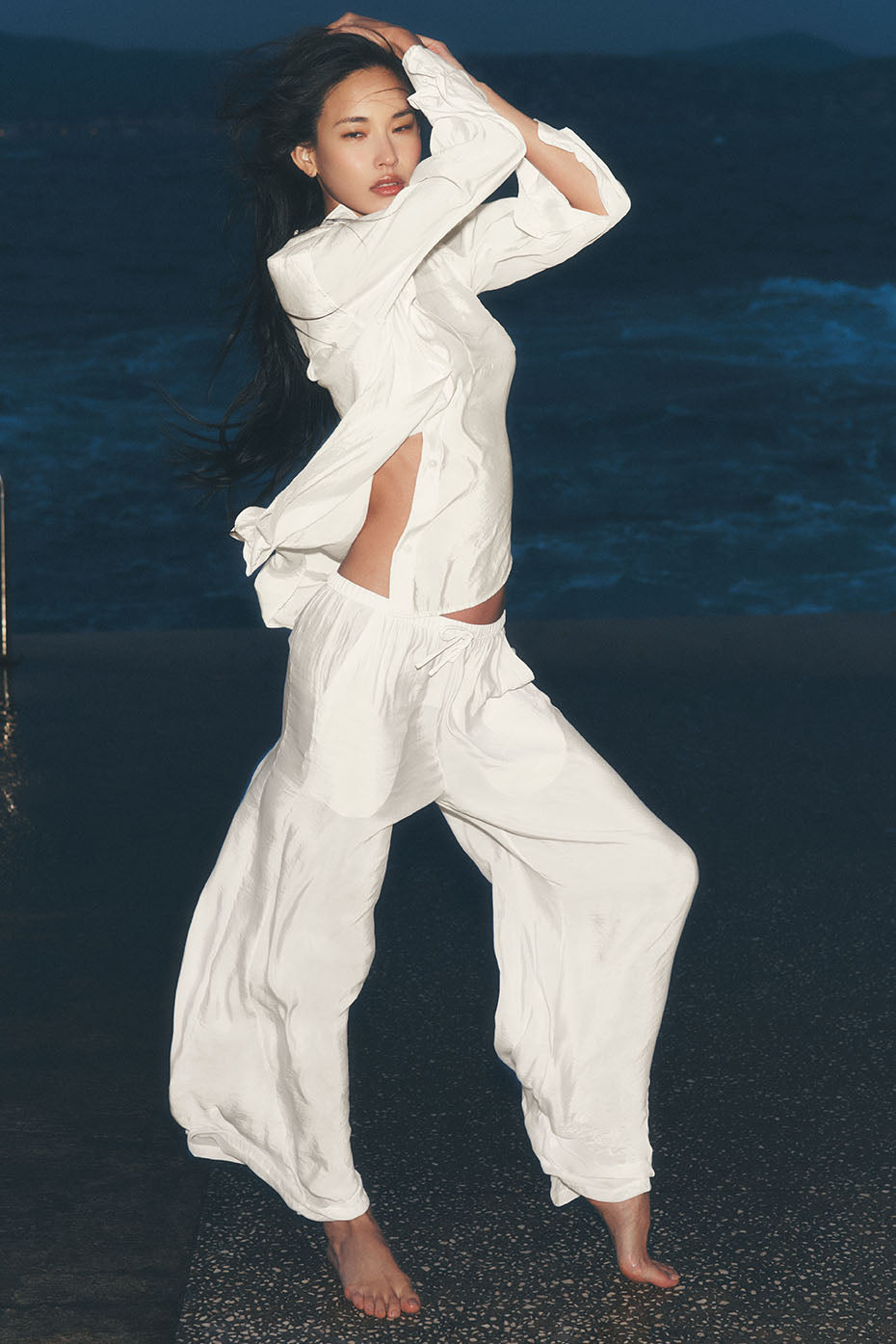 Pantalon Taille Haute Coupe Droite Semi-Transparent Golden Hour - Ivory