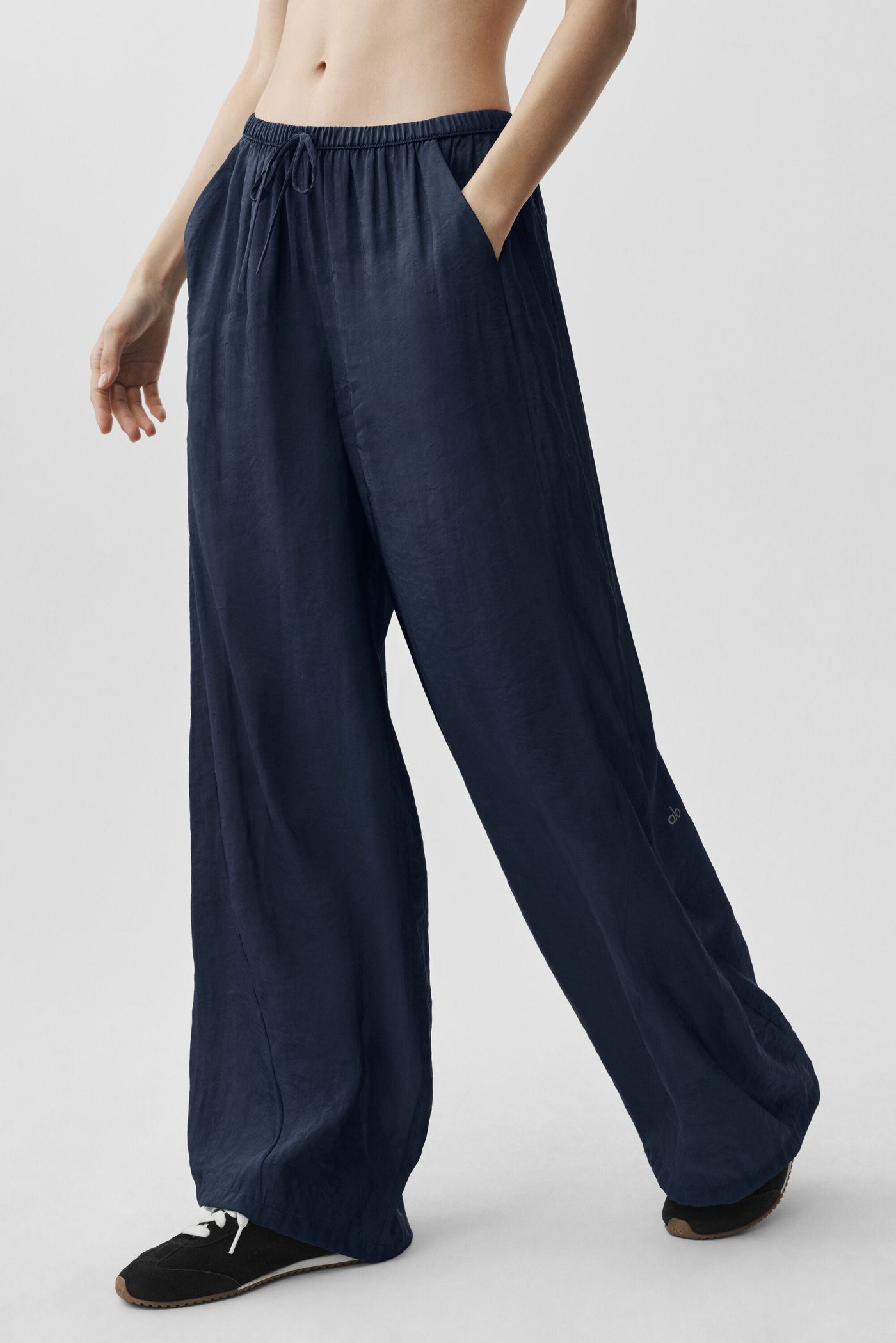 Pantalon Taille Haute Coupe Droite Semi-Transparent Golden Hour - Navy