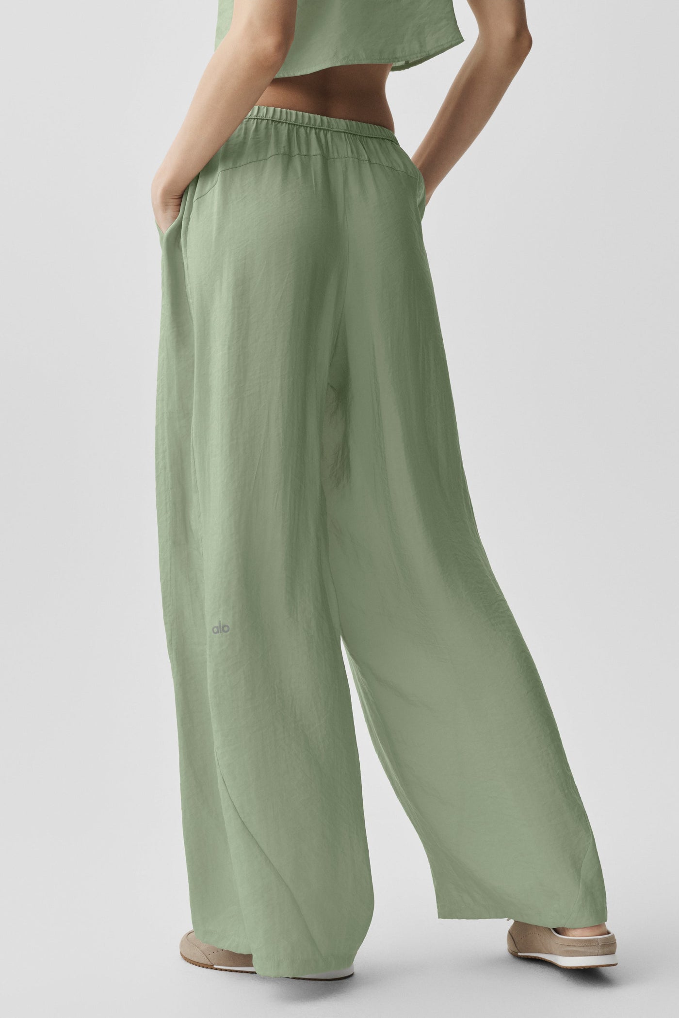 Pantalon Taille Haute Coupe Droite Semi-Transparent Golden Hour - Dune Grass
