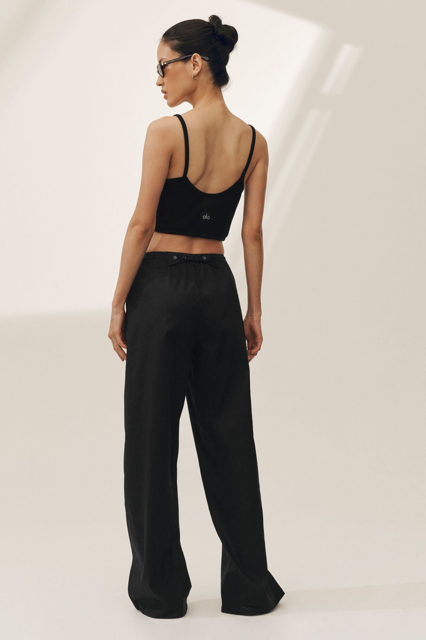 Pantalon Large En Lin Mélangé Riviera - Noir