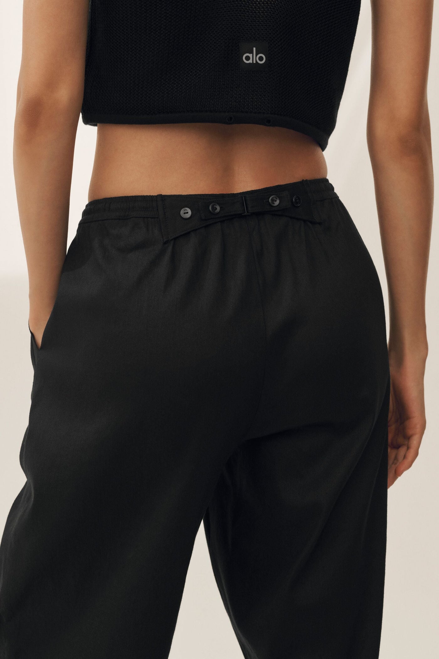 Pantalon Large En Lin Mélangé Riviera - Noir