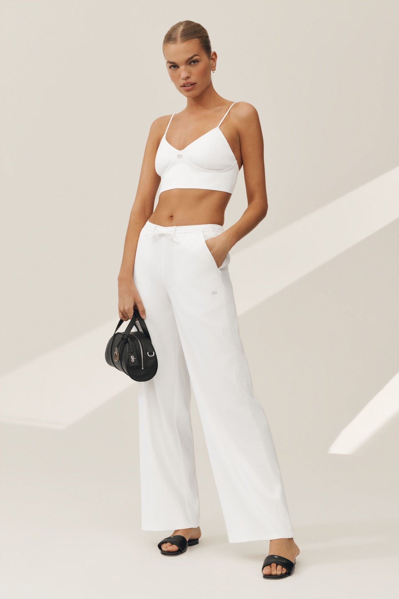 Pantalon Large En Lin Mélangé Riviera - Blanc