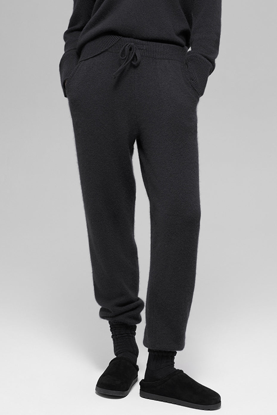 Jogging Taille Haute En Laine Et Cachemire New Class - Noir
