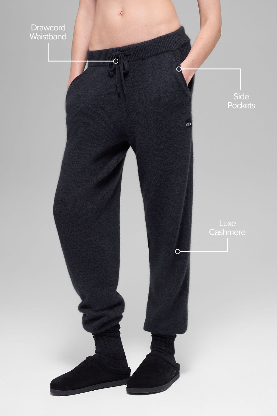 Jogging Taille Haute En Laine Et Cachemire New Class - Noir
