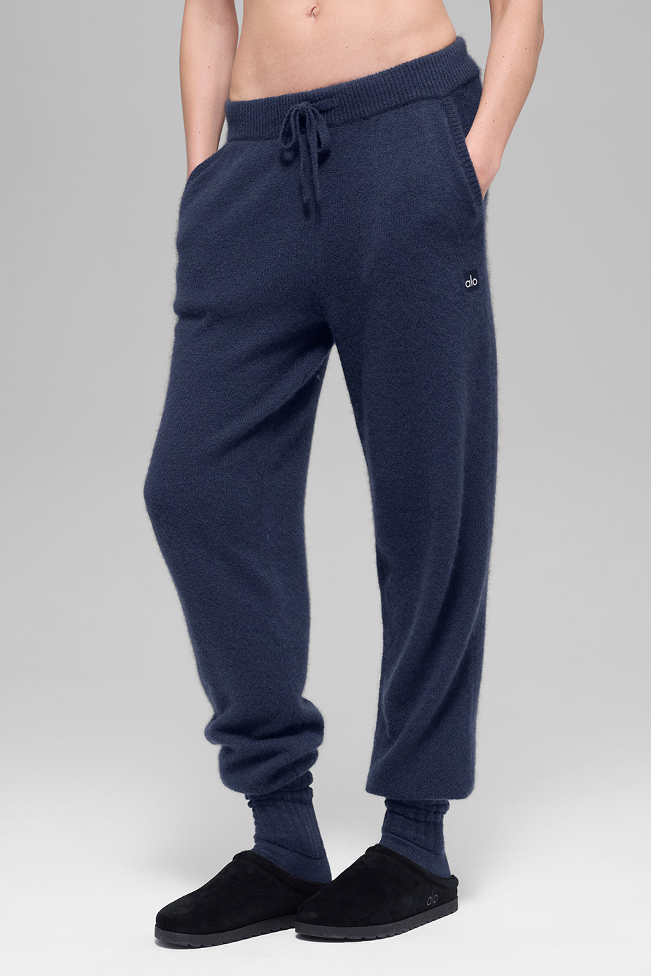 Jogging Taille Haute En Laine Et Cachemire New Class - Navy