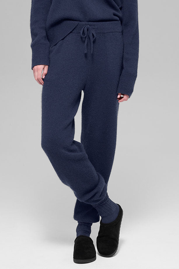 Jogging Taille Haute En Laine Et Cachemire New Class - Navy