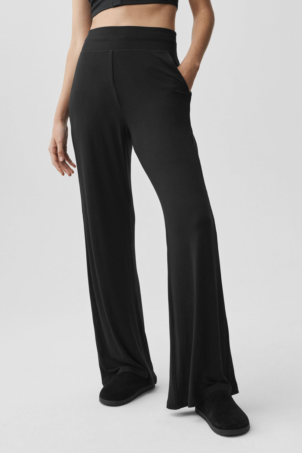 Pantalon Évasé Semi-Transparent Delicate Lounge (Long) - Noir