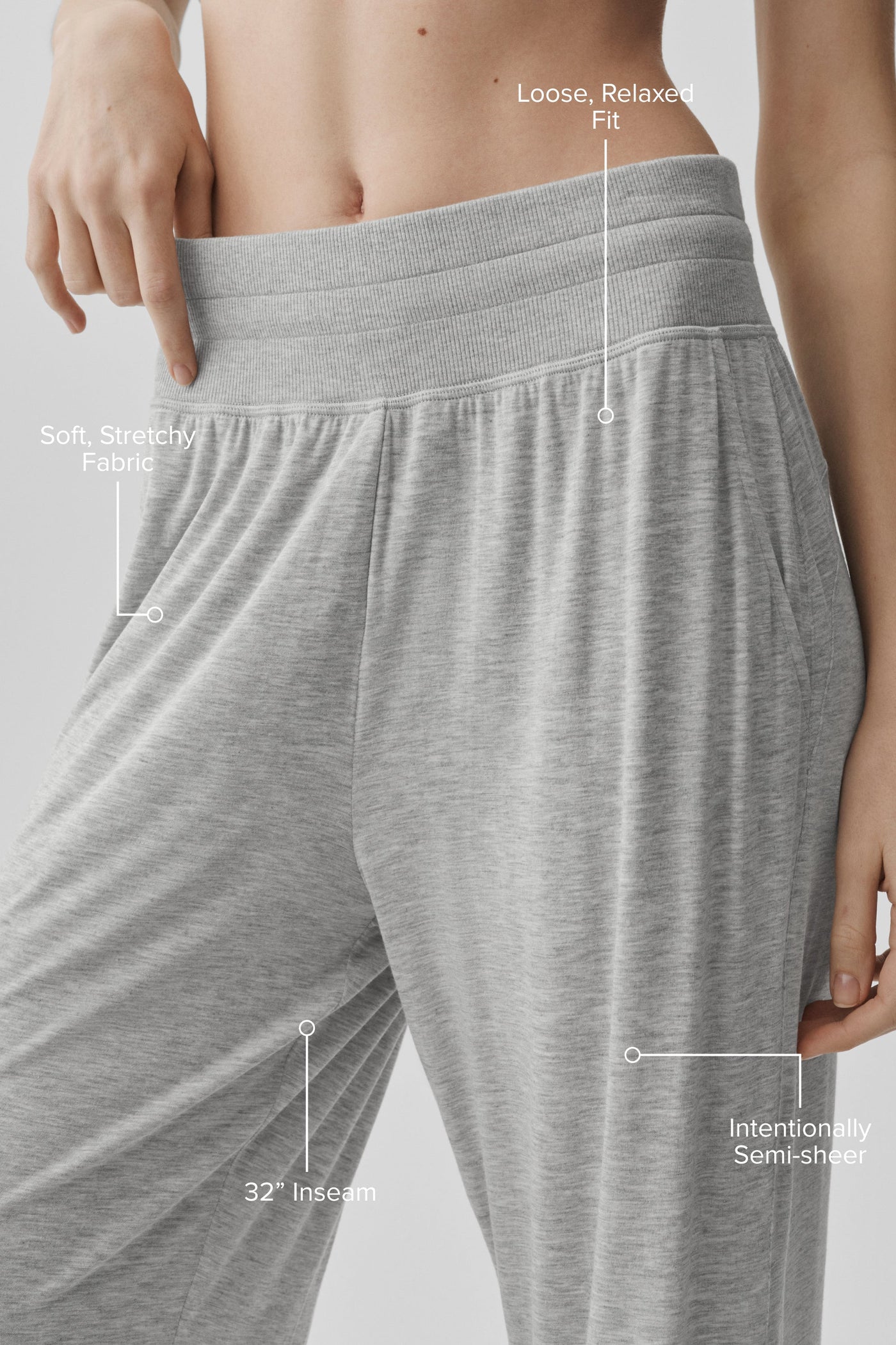 Pantalon Évasé Semi-Transparent Delicate Lounge (Long) - Athletic Heather Grey