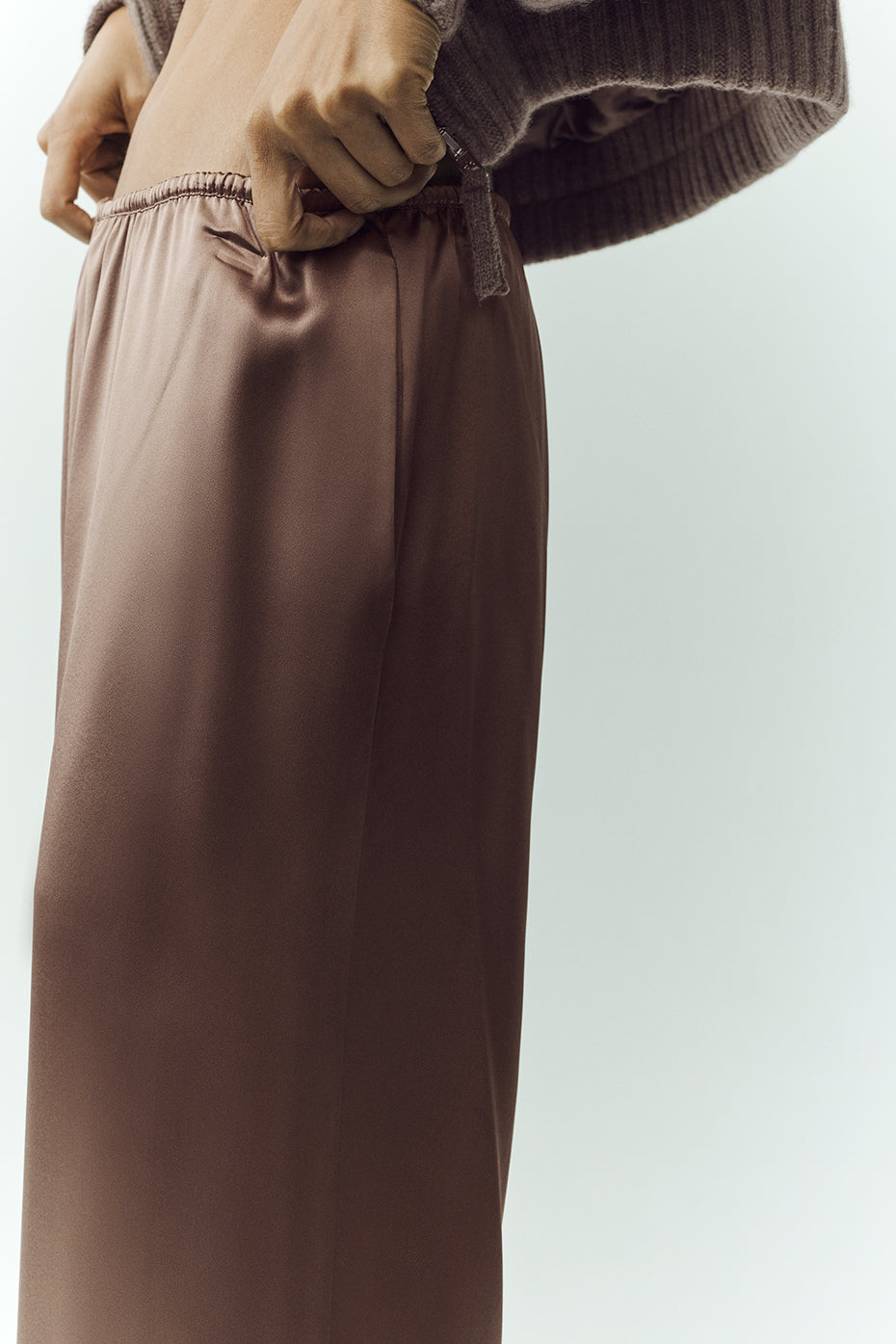 Pantalon En Soie Luminous (long) - Alpine Cocoa
