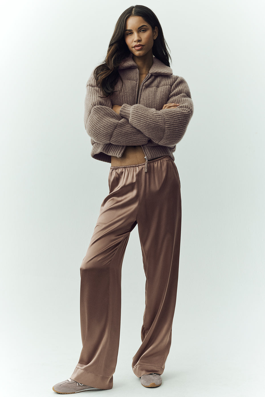 Pantalon En Soie Luminous (long) - Alpine Cocoa