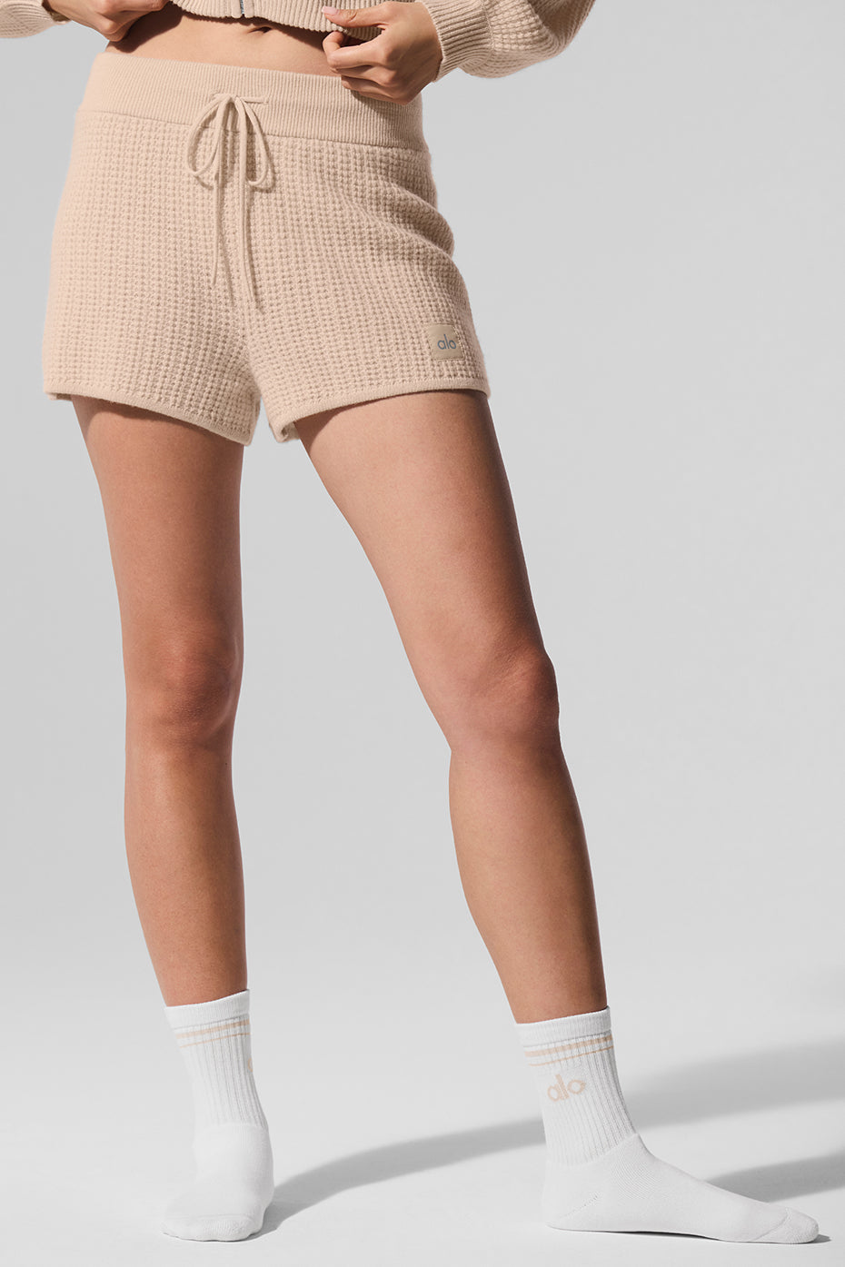 Short Taille Haute En Cachemire Plush Waffle - Macadamia Blush
