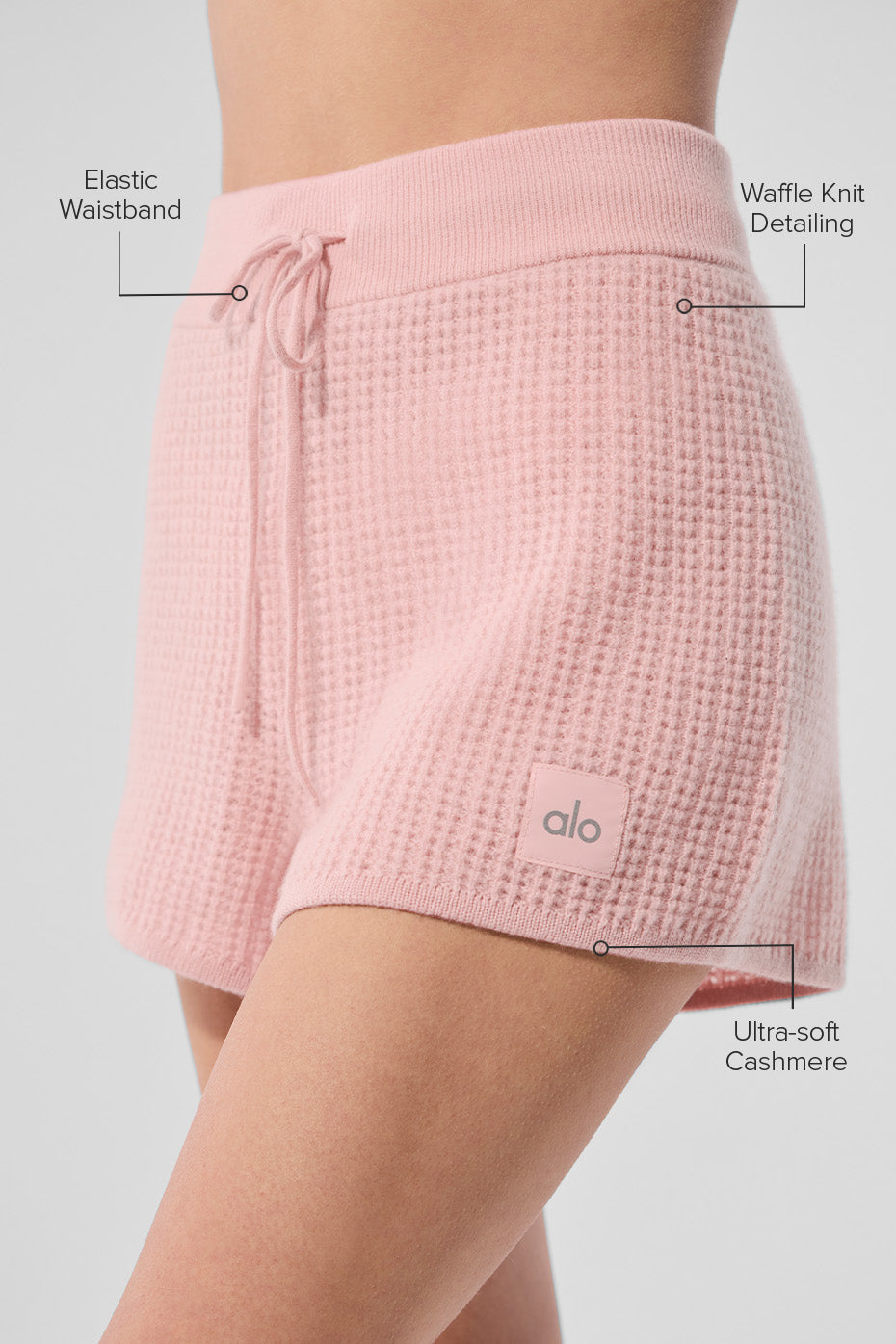 Short Taille Haute En Cachemire Plush Waffle - Pink Quartz