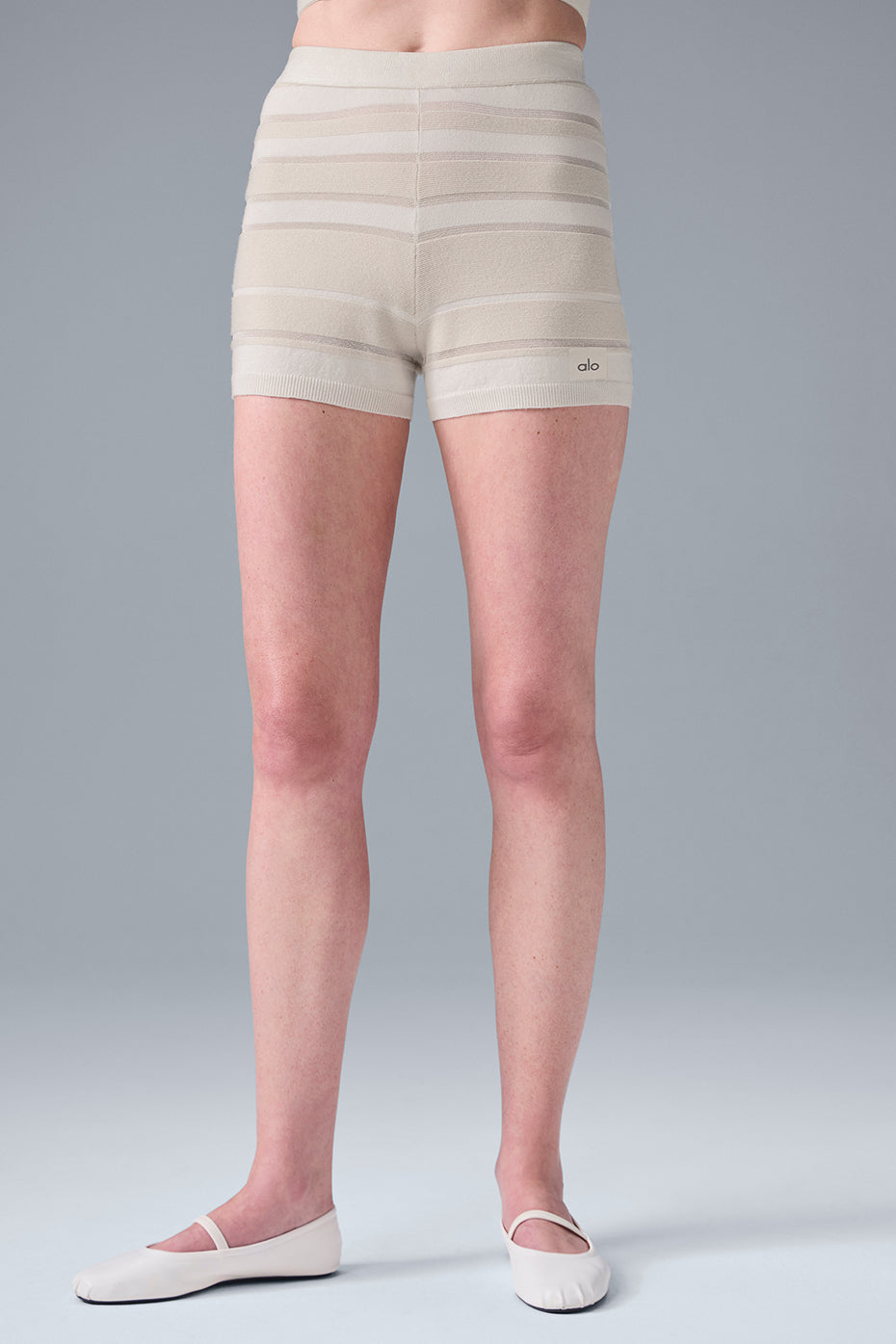 Short Taille Haute En Maille Sport Play - Ivory/Alabaster