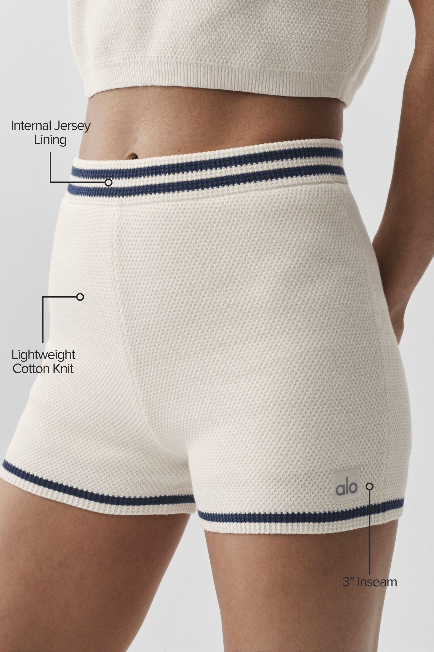 Mini Short En Maille Tennis Club - Ivory/Navy