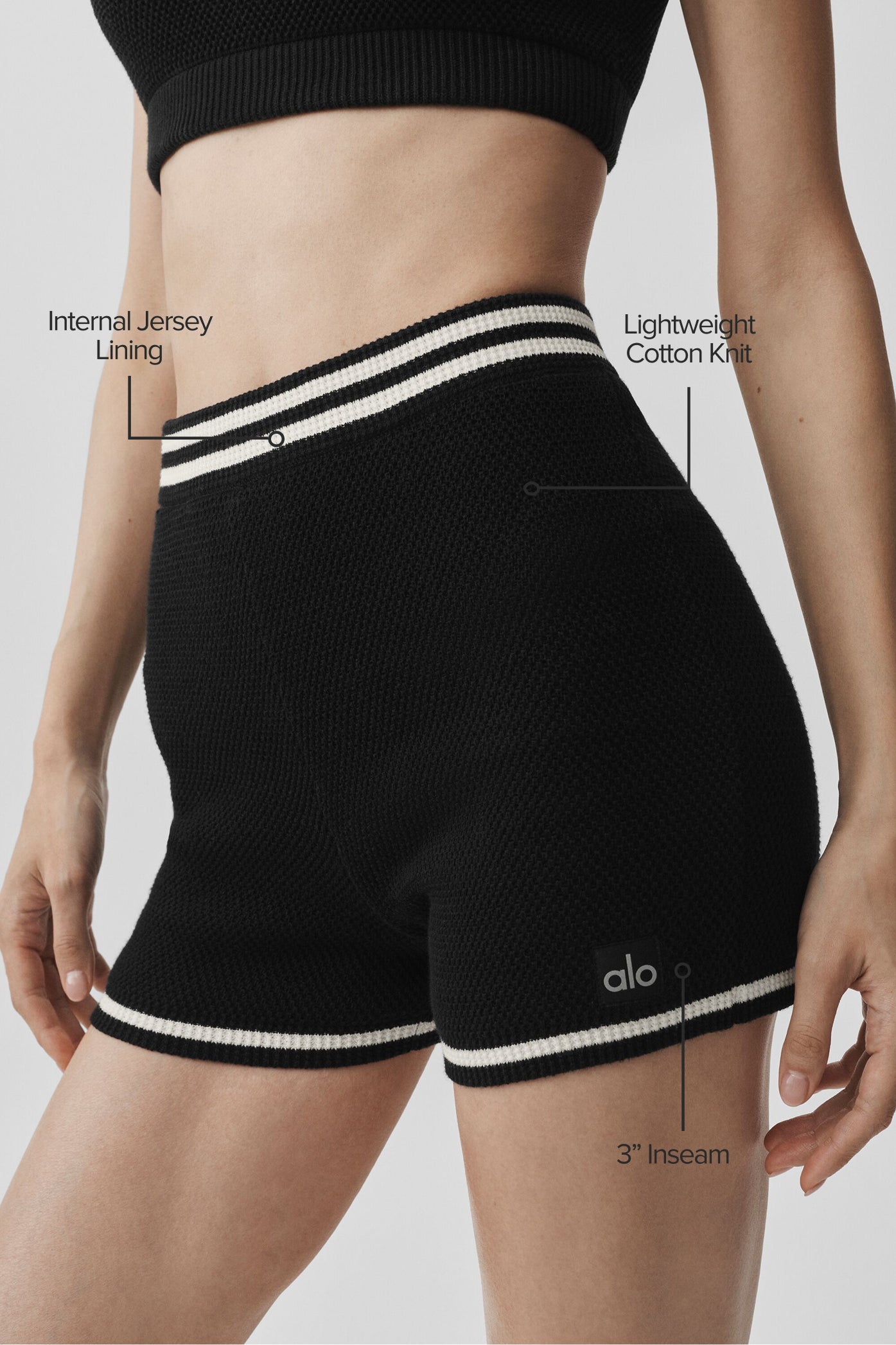 Mini Short En Maille Tennis Club - Noir/Ivory
