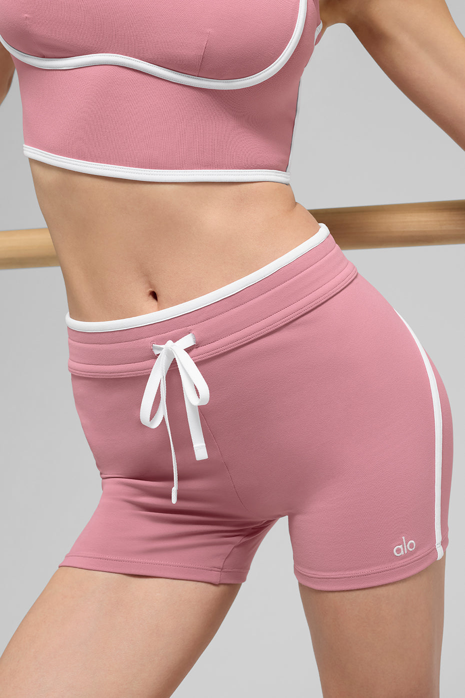 Short Taille Haute Airbrush Race Pace 4" - Pink Wild Rose/Blanc