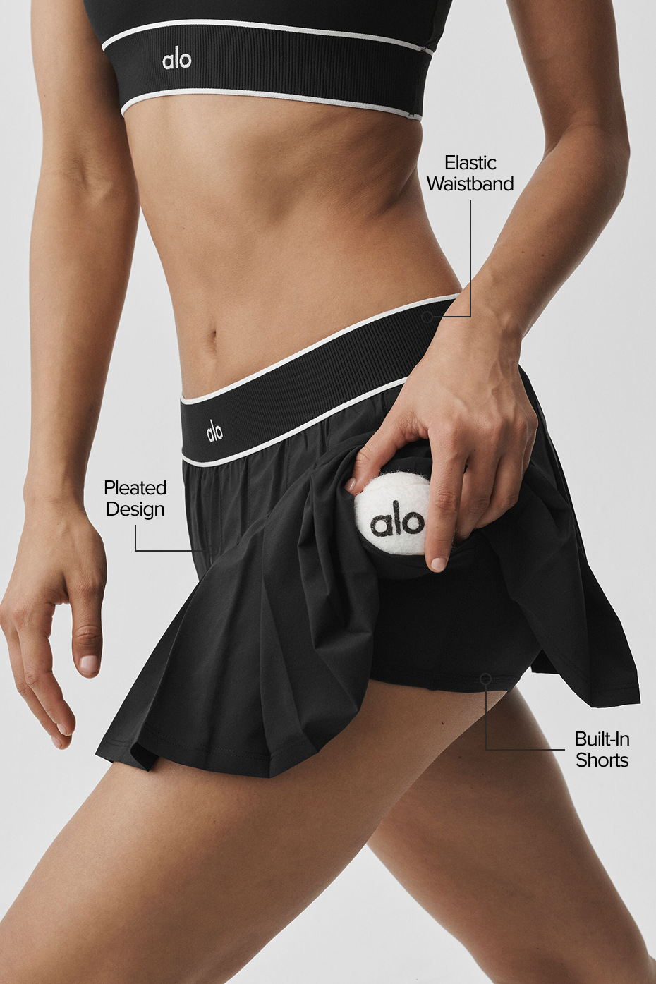 Jupe De Tennis Taille Basse Amp It Up - Noir