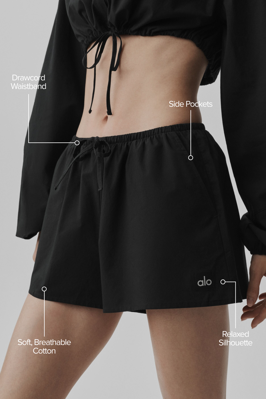 Short Taille Haute En Coton Real Deal - Noir