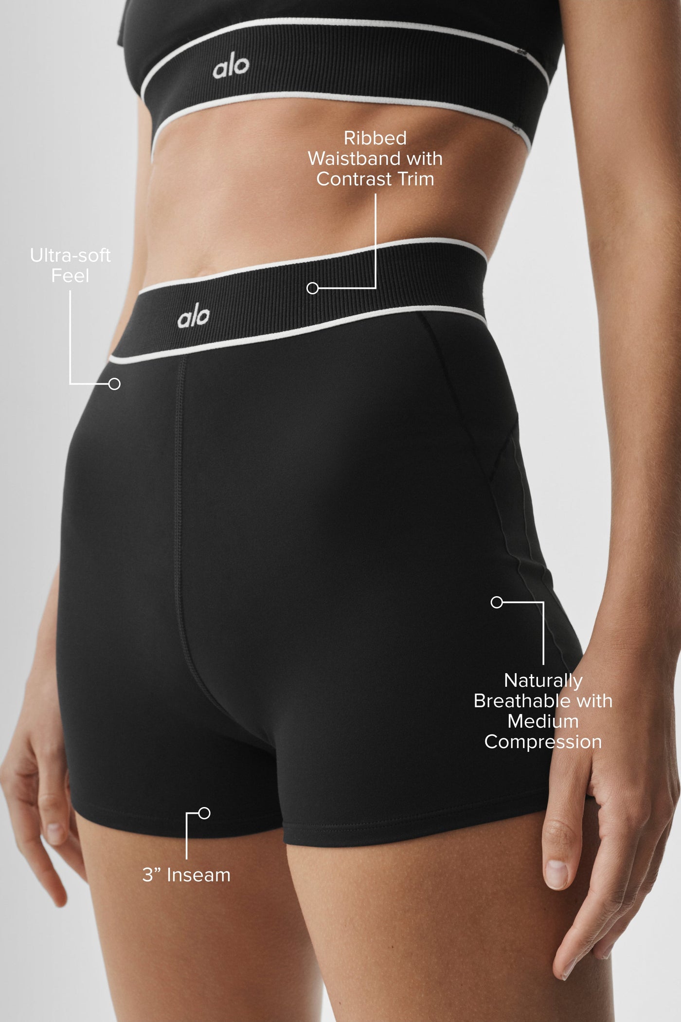 Short Amp It Up taille haute ALO  Softsculpt 3 po - Noir