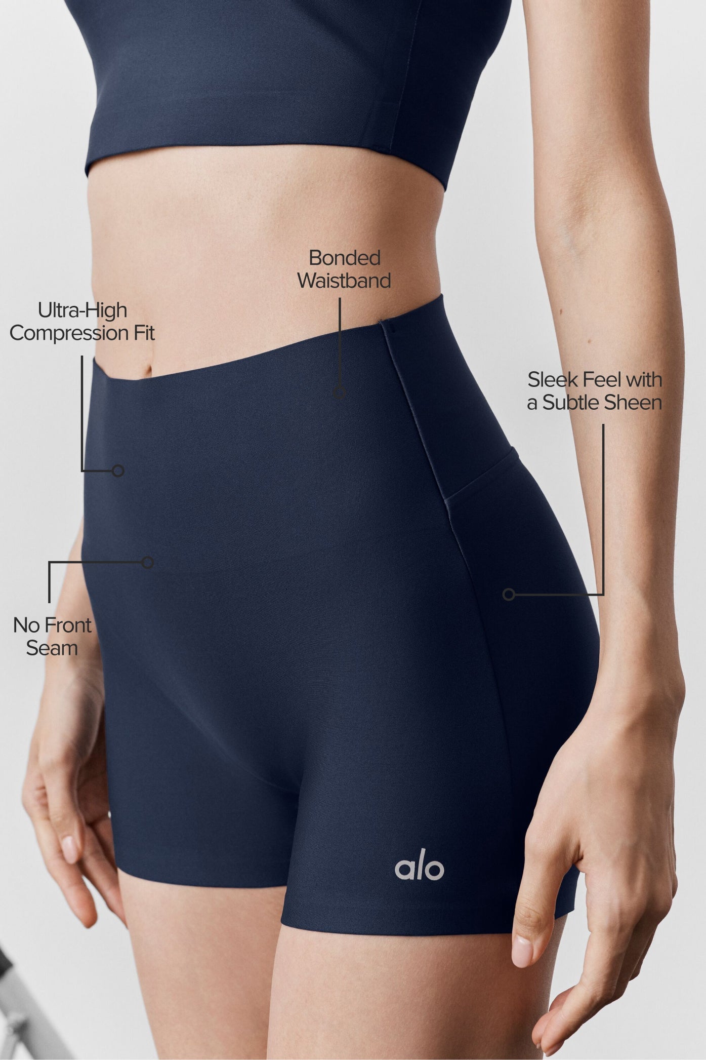 Short élégant Airlift taille haute 3 po - Bleu marine