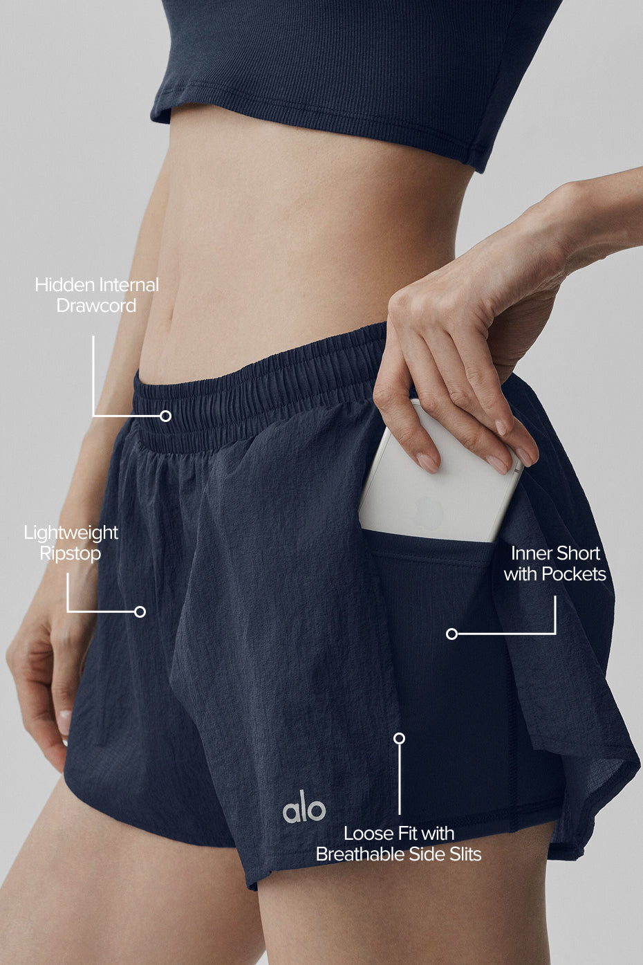 Short Taille Mi-Haute Go Time - Navy