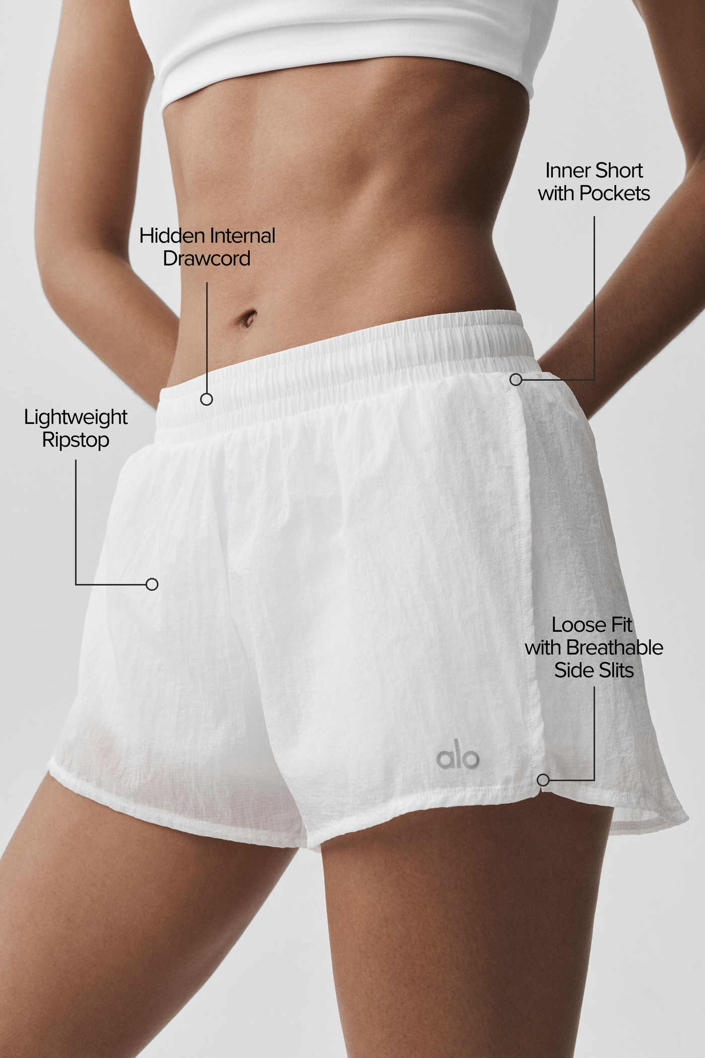 Short Taille Mi-Haute Go Time - Blanc