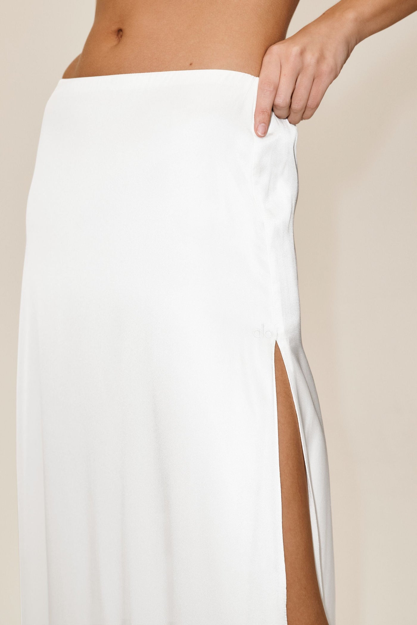 Jupe Longue Taille Basse En Soie Mélangée Radiance - Blanc