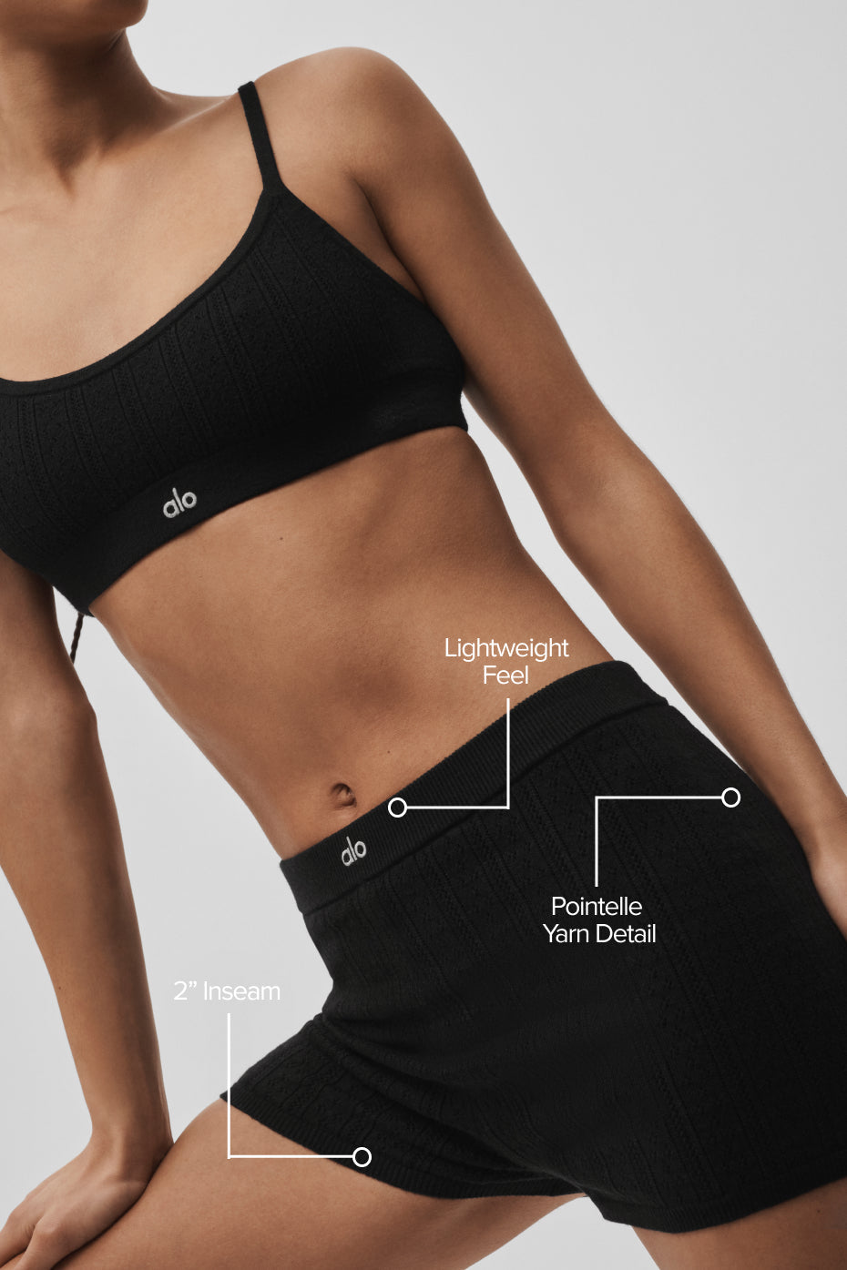 Mini Short En Maille Pointelle Be Mine - Noir
