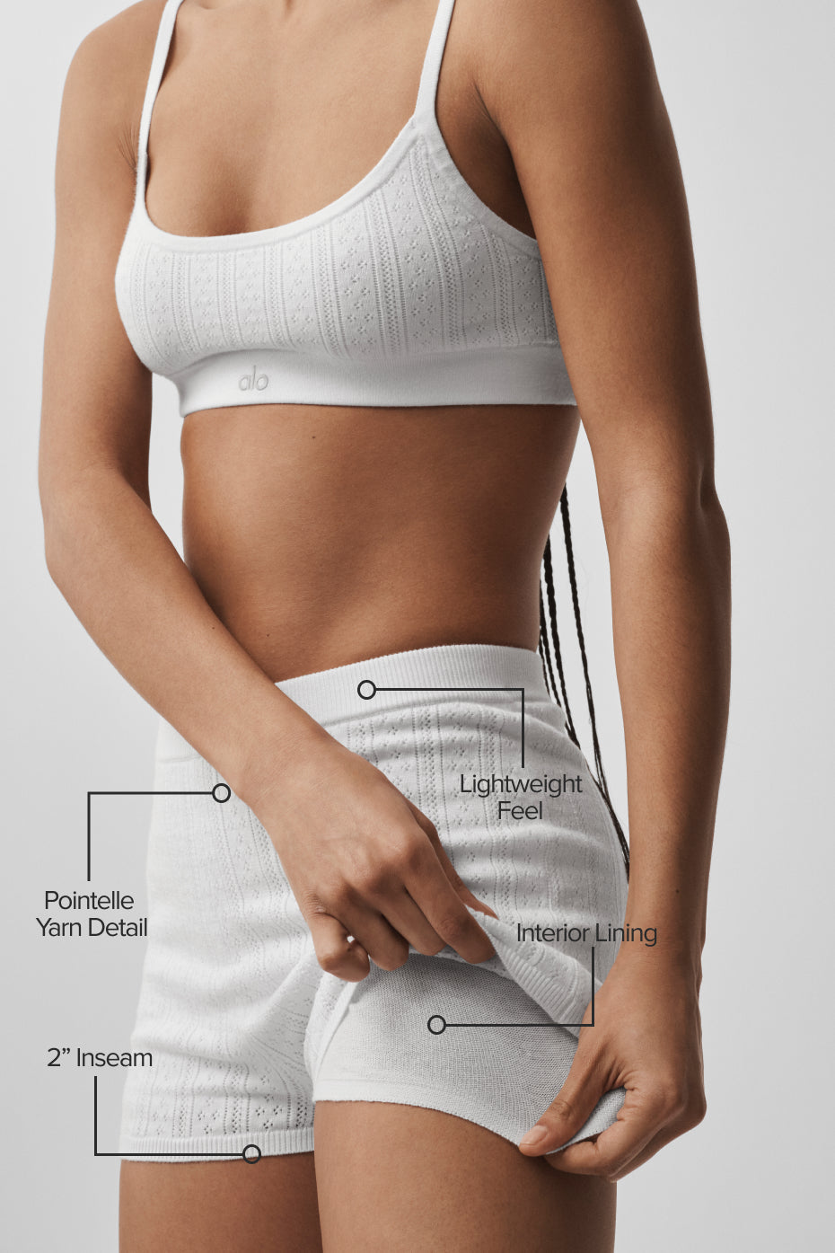 Mini Short En Maille Pointelle Be Mine - Blanc semi-transparent