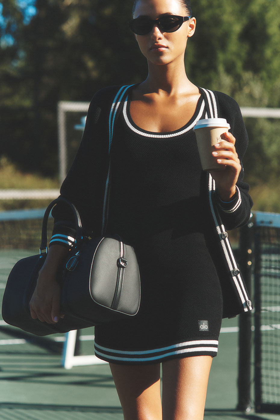 Robe En Maille Tennis Club - Noir/Ivory