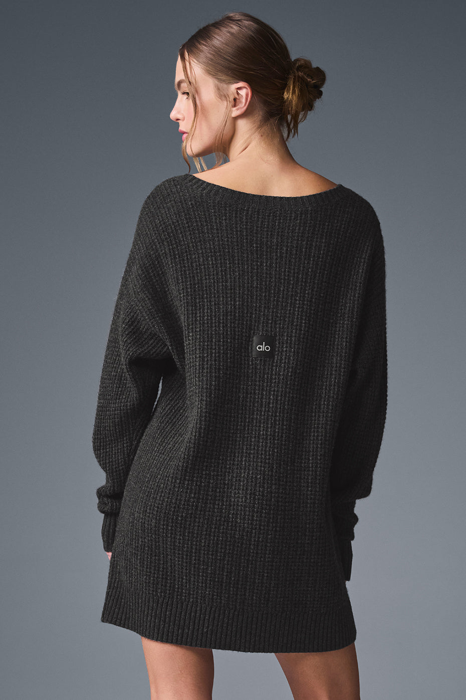 Robe En Cachemire Plush Waffle - Dark Heather Grey