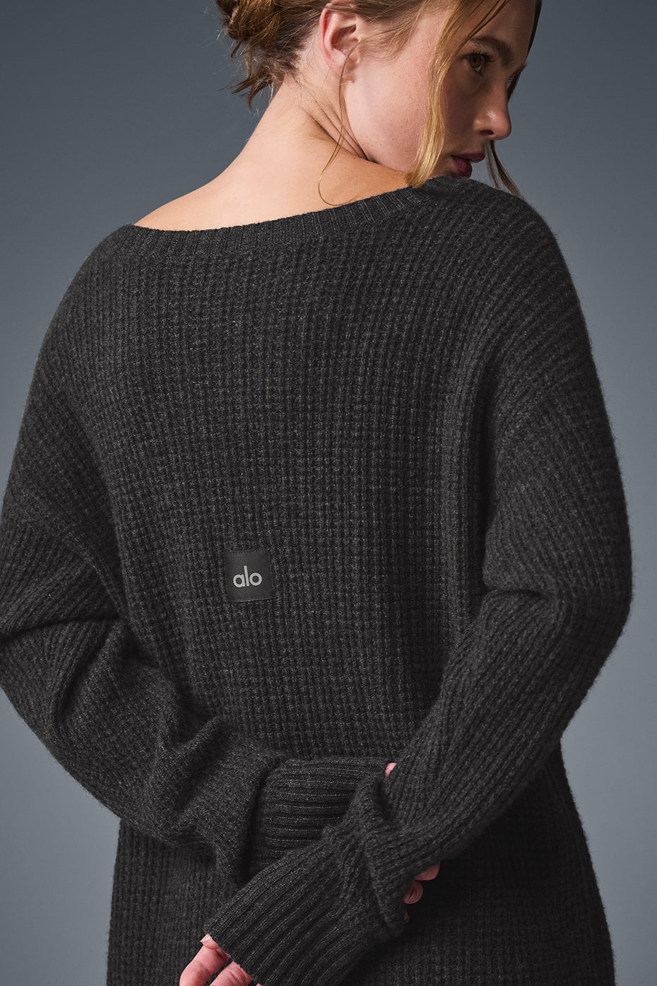 Robe En Cachemire Plush Waffle - Dark Heather Grey