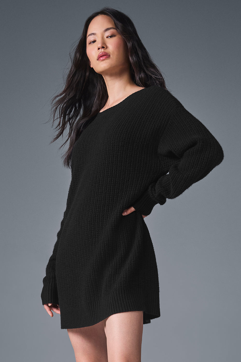Robe En Cachemire Plush Waffle - Noir