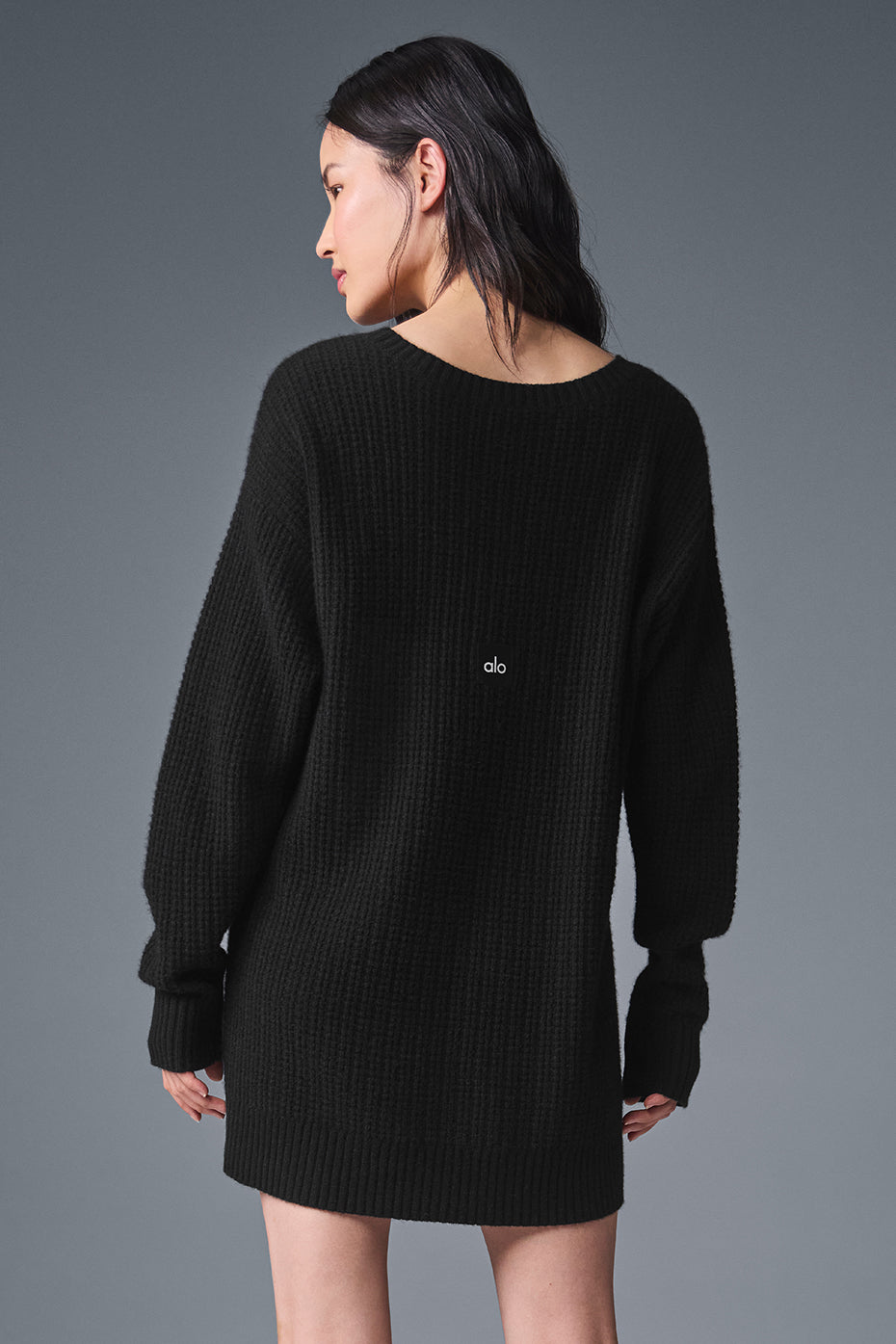 Robe En Cachemire Plush Waffle - Noir