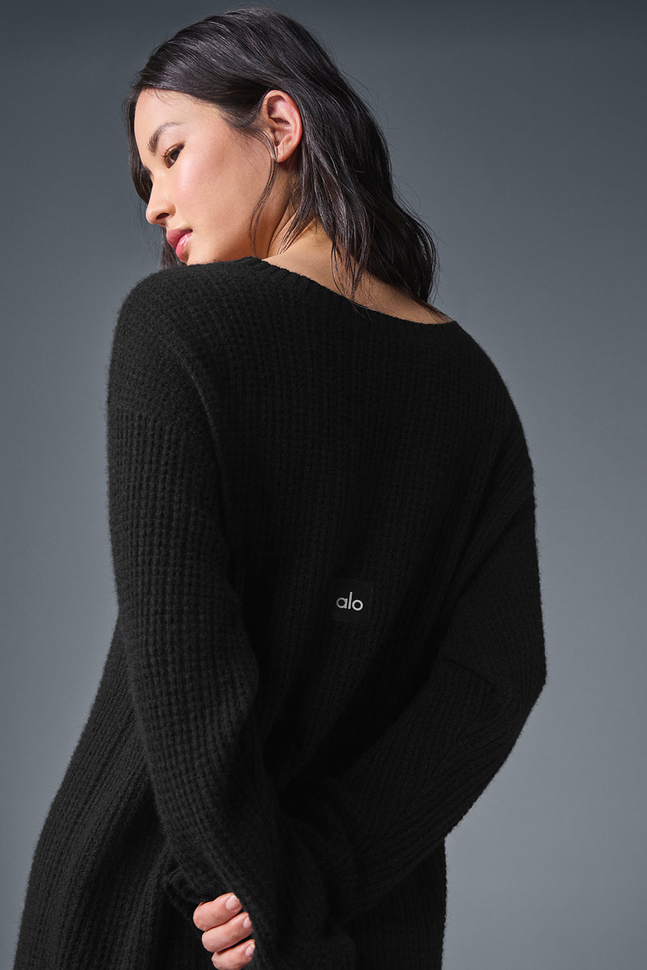Robe En Cachemire Plush Waffle - Noir