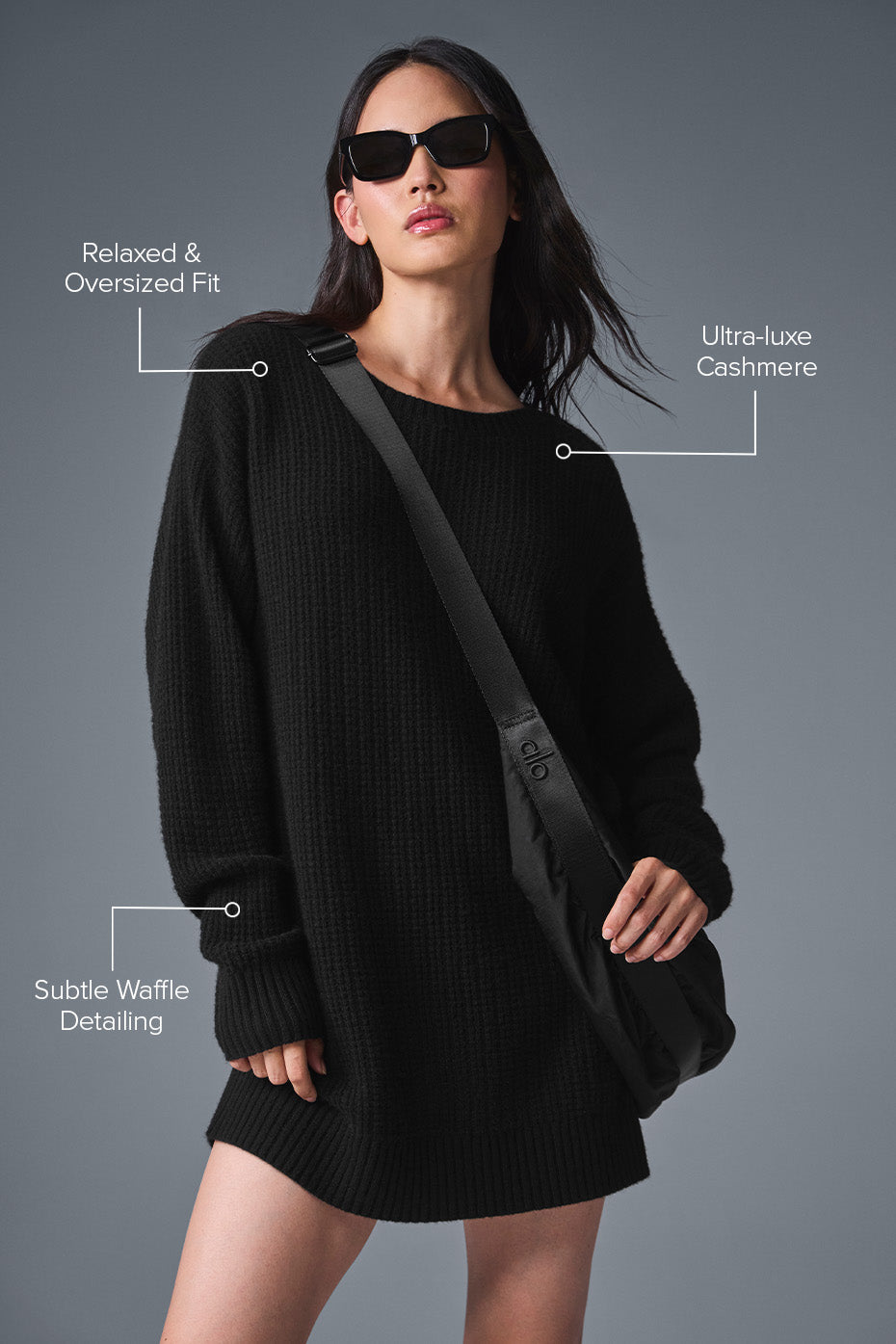 Robe En Cachemire Plush Waffle - Noir