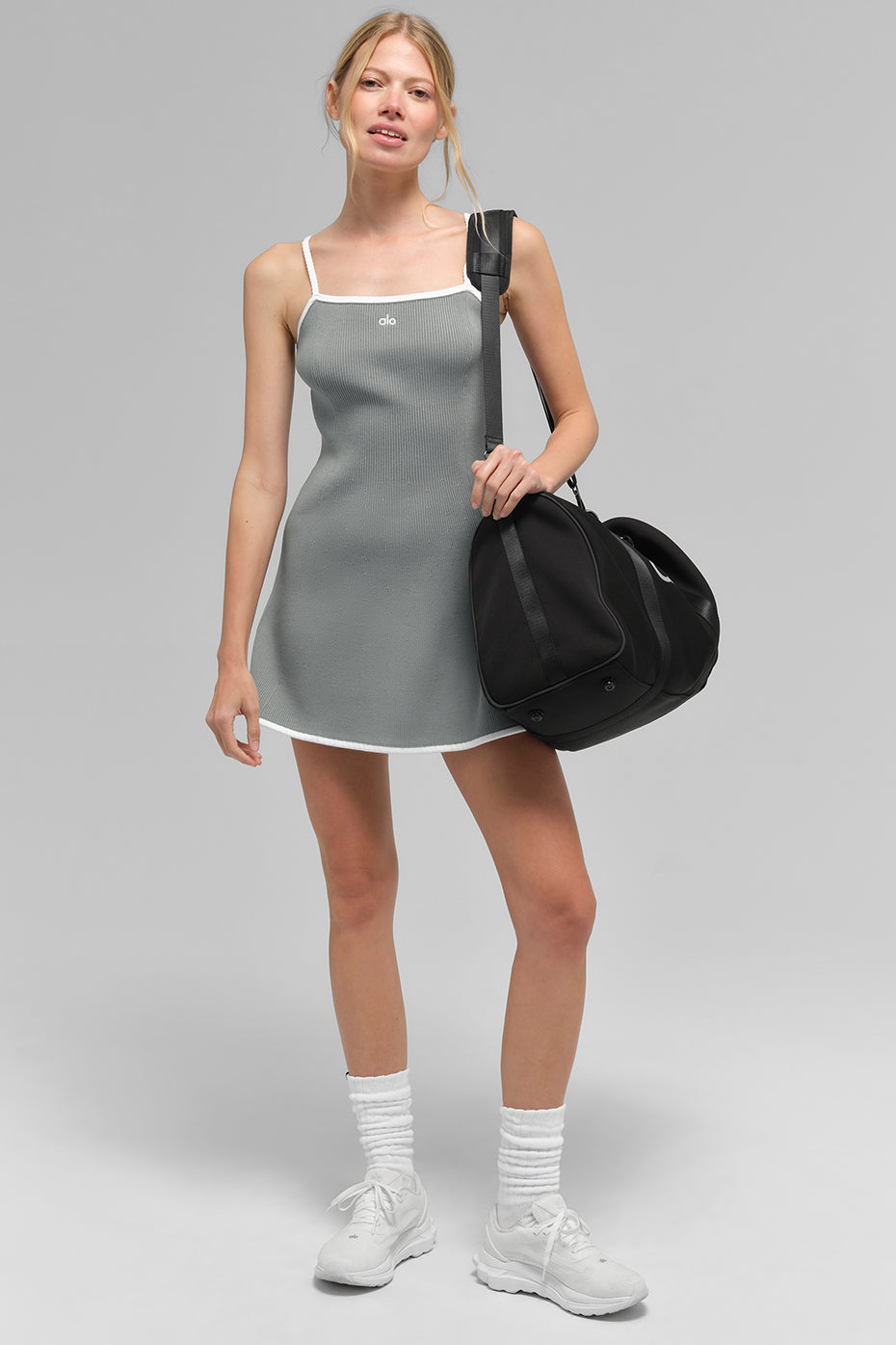 Robe En Maille Côtelée Highline - Lunar Grey/Blanc