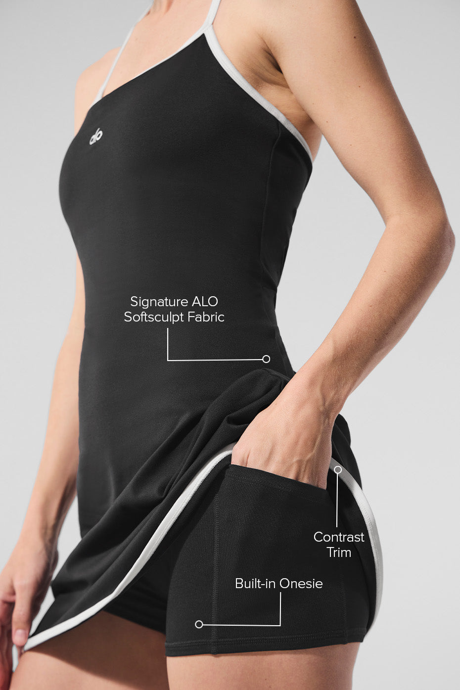 Robe Tennis Dos Nu ALO Softsculpt - Noir/Blanc