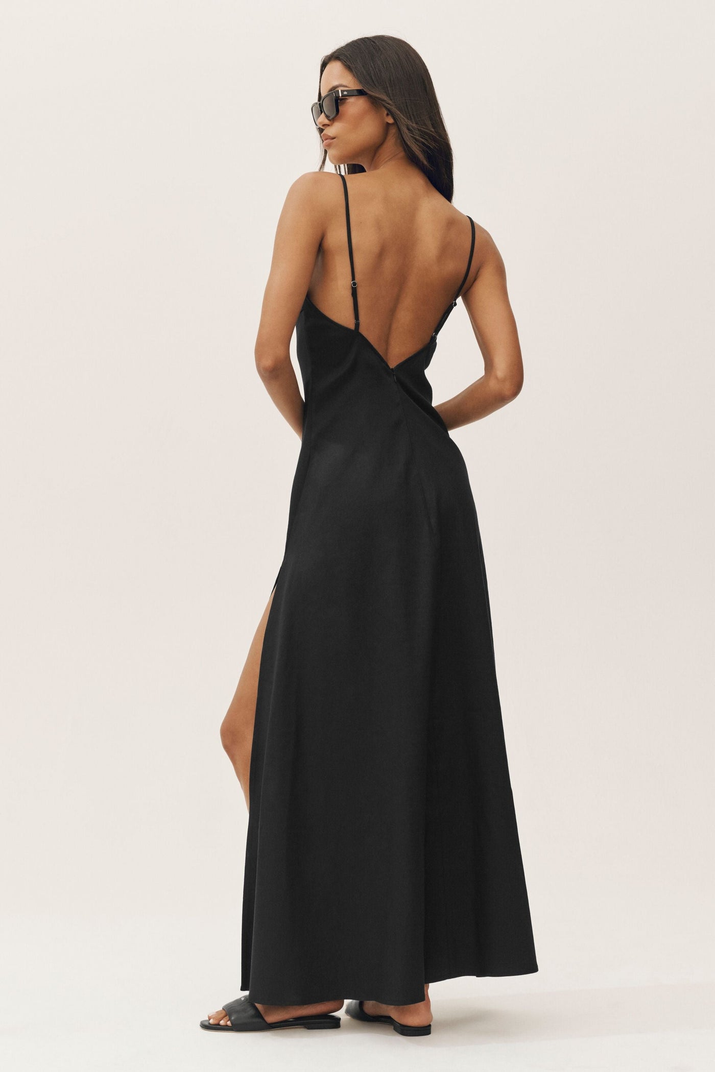 Robe Maxi En Lin Mélangé Riviera - Noir
