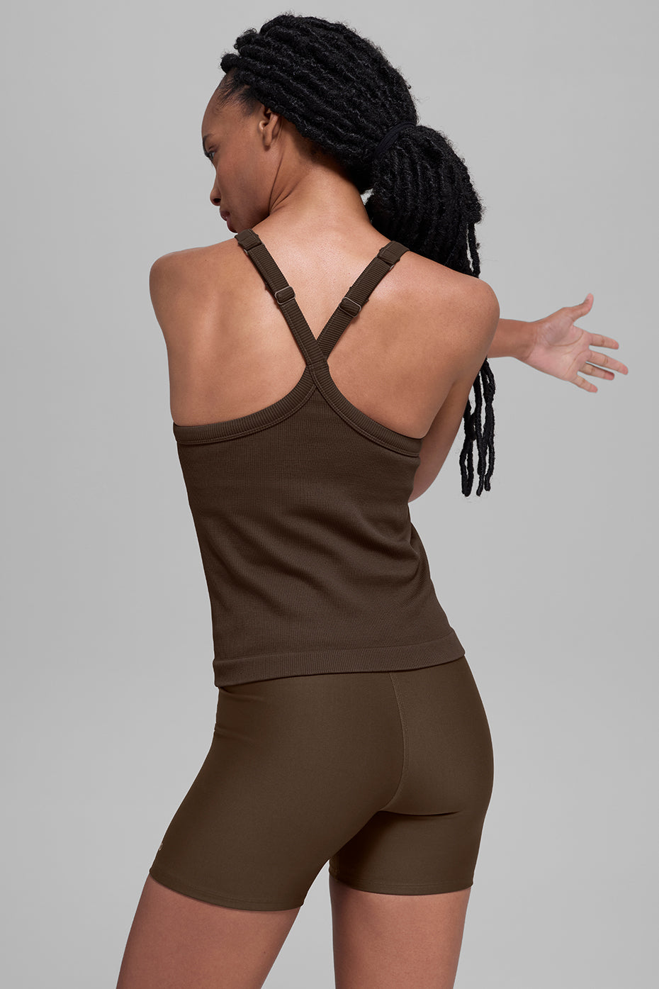 Débardeur Brassière Côtelé Long Sans Coutures Favorite - Espresso