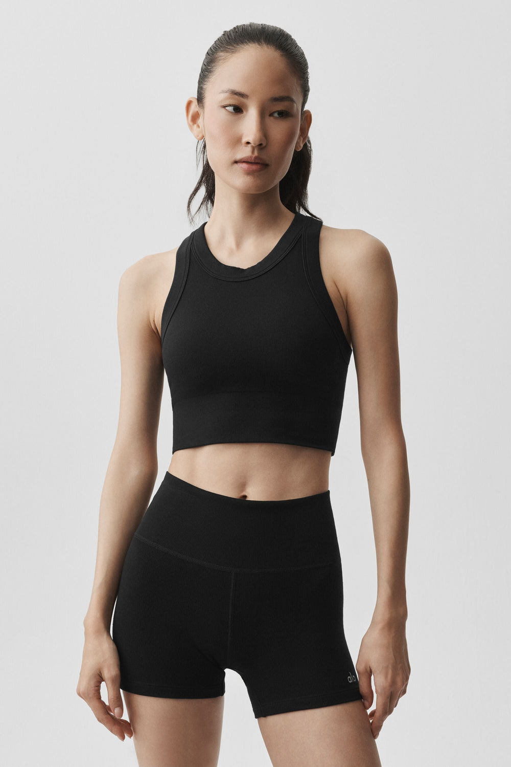 Brassière Côtelée À Encolure Haute Sans Coutures Modal Delight - Noir