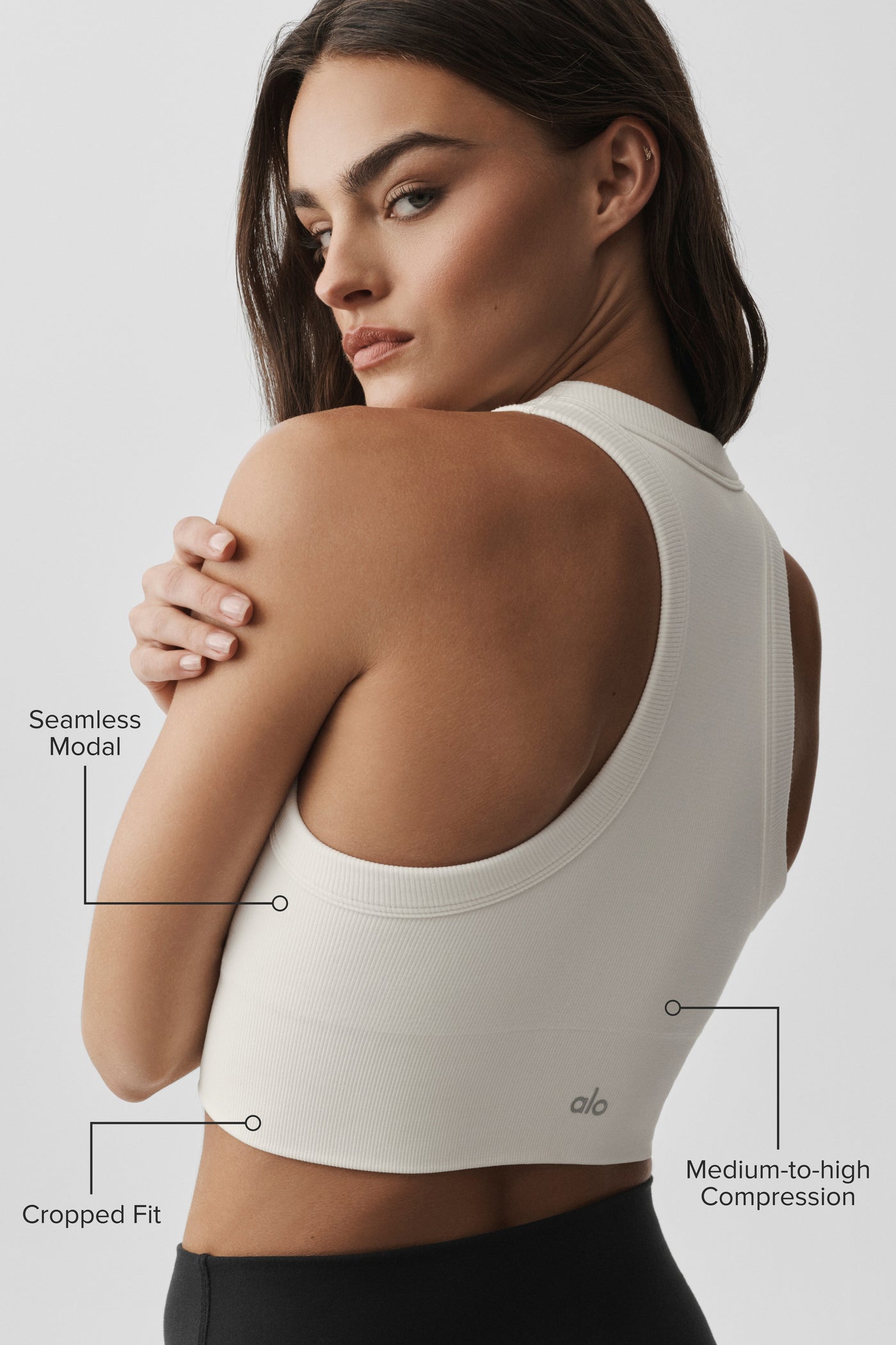 Brassière Côtelée À Encolure Haute Sans Coutures Modal Delight - Ivory