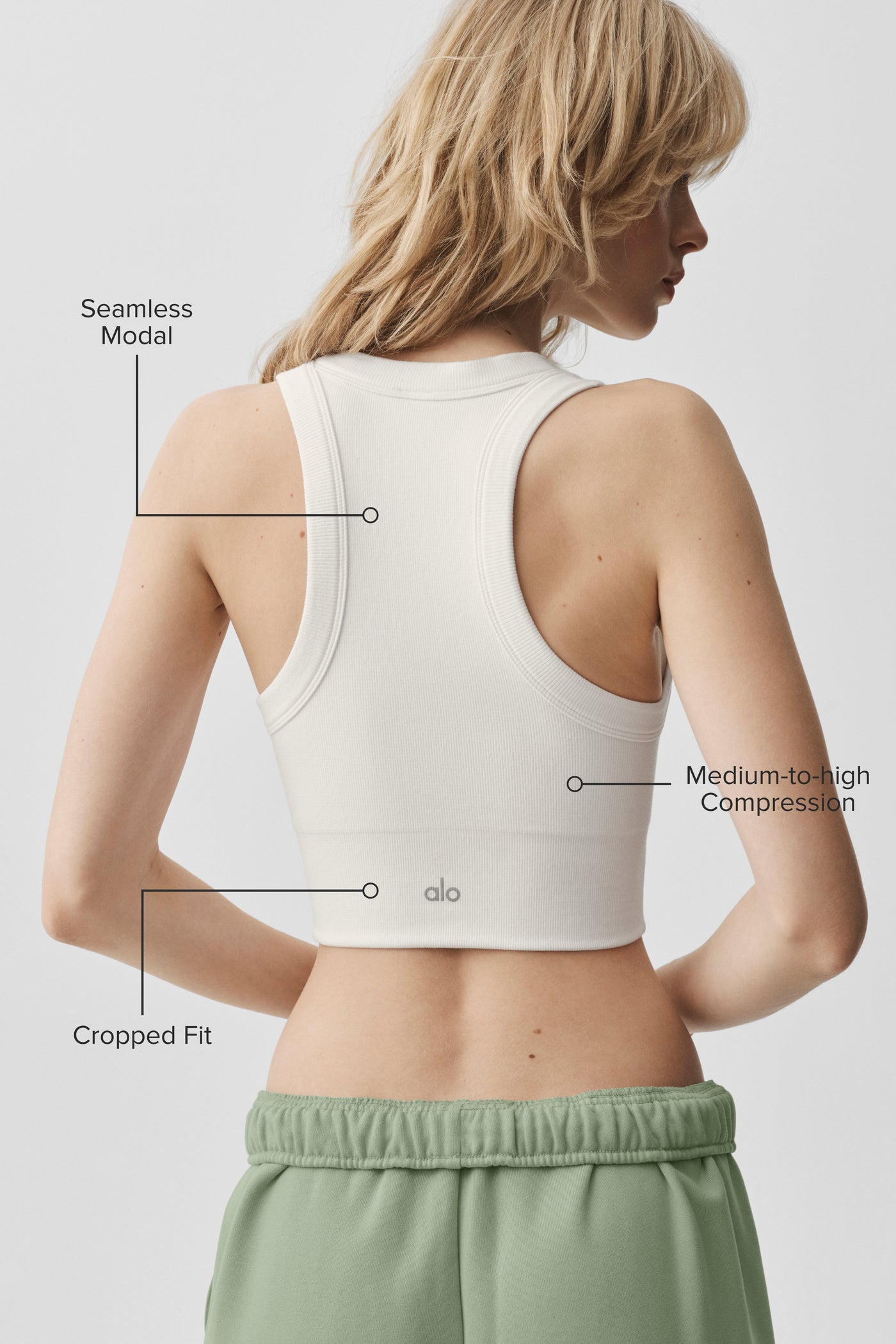 Brassière Côtelée À Encolure Haute Sans Coutures Modal Delight - Blanc